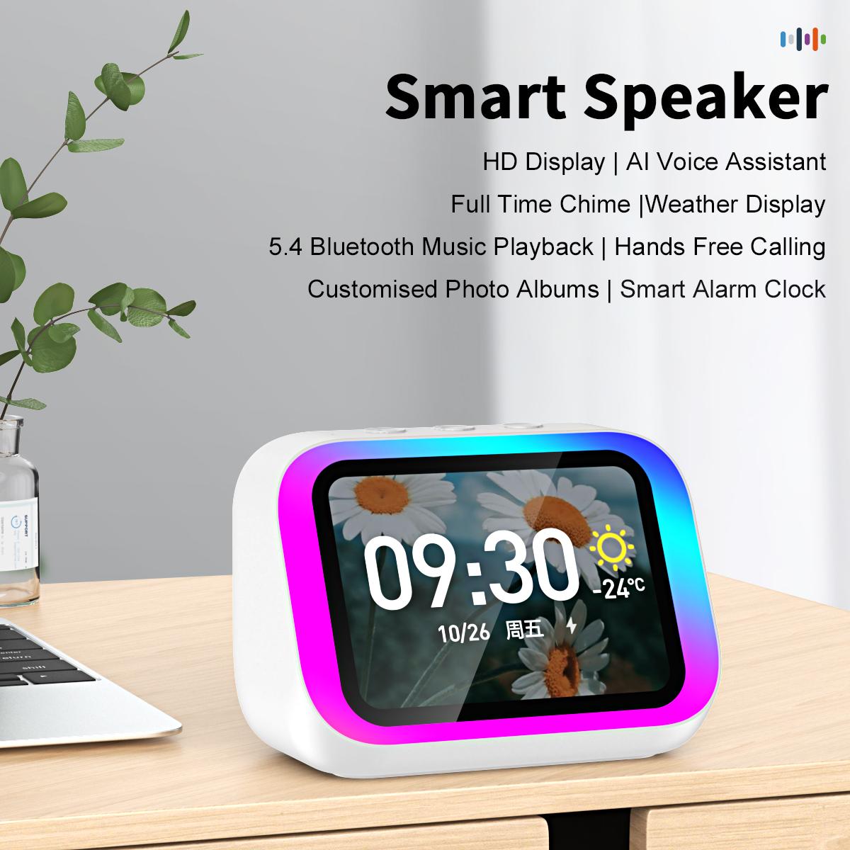 AI multi-functional smart Bluetooth Speaker HD screen AI voice assistant alarm clock call play music magic lights smart Bluetooth speaker