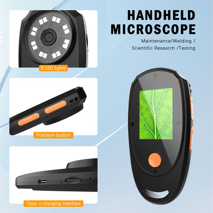 Handheld Portable Digital Microscope HD 2 megapixels Magnifying Glass 2.0 Inch Screen 500X Magnification For Reading, Plant Observation Coin Jewelry Identification Etc.
