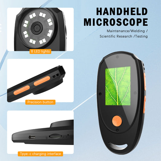 Handheld Portable Digital Microscope HD 2 megapixels Magnifying Glass 2.0 Inch Screen 500X Magnification For Reading, Plant Observation Coin Jewelry Identification Etc.