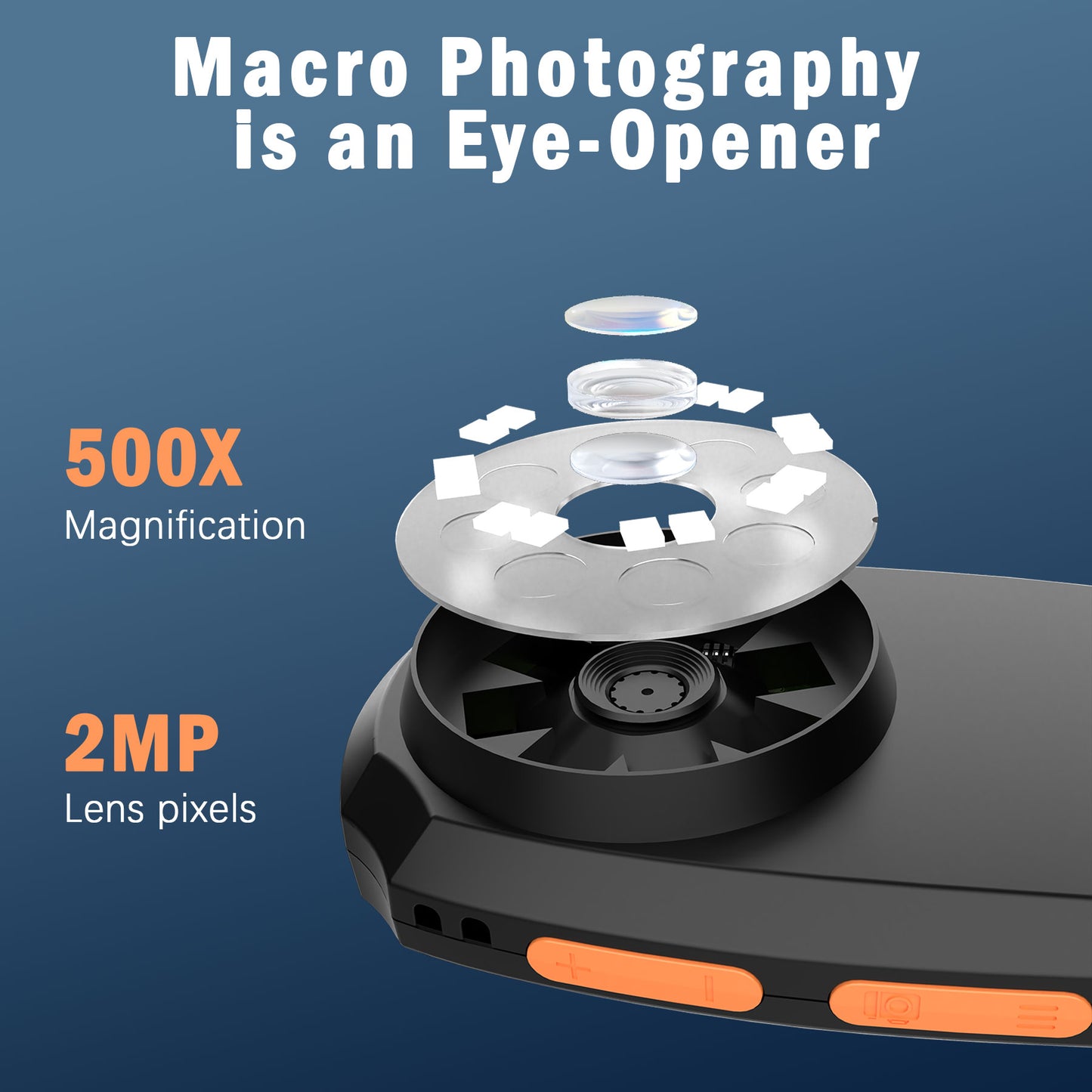 Handheld Portable Digital Microscope HD 2 megapixels Magnifying Glass 2.0 Inch Screen 500X Magnification For Reading, Plant Observation Coin Jewelry Identification Etc.