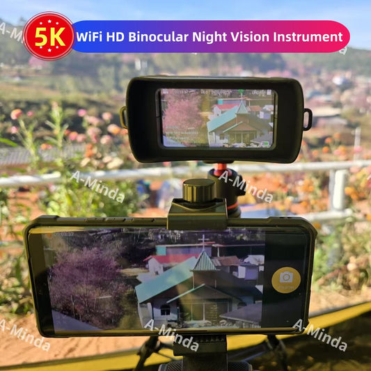5K Ultra HD WIFI Binoculars Infrared Night Vision Instrument 10X Digital Zoom 4 Inch Large Screen for Outdoor Hunting Camping.(Buy one machine and get a 32GB memory card for free)