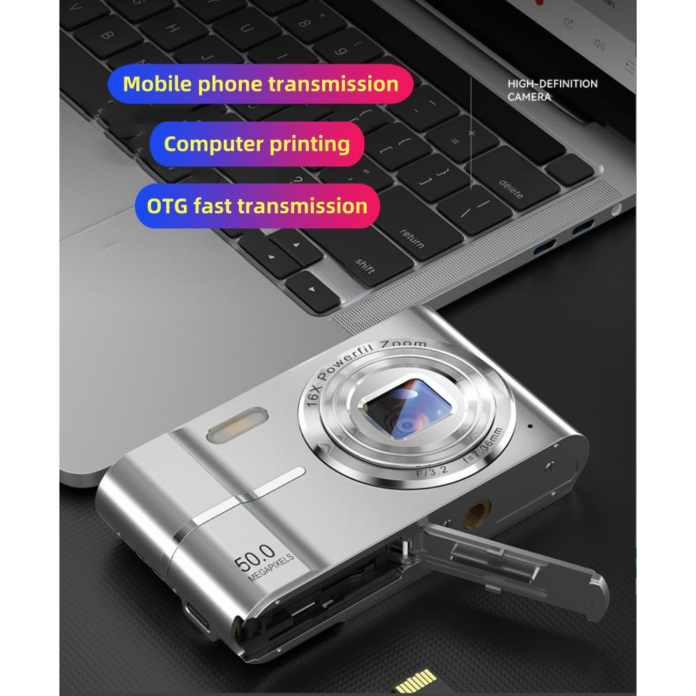 HD 50MP Digital Camera 1080P Student Pocket Camera Support AF Autofocus 16X Zoom 2.4 Inch Retro Portable Compact Small Video Cam.[Free 32GB memory card]