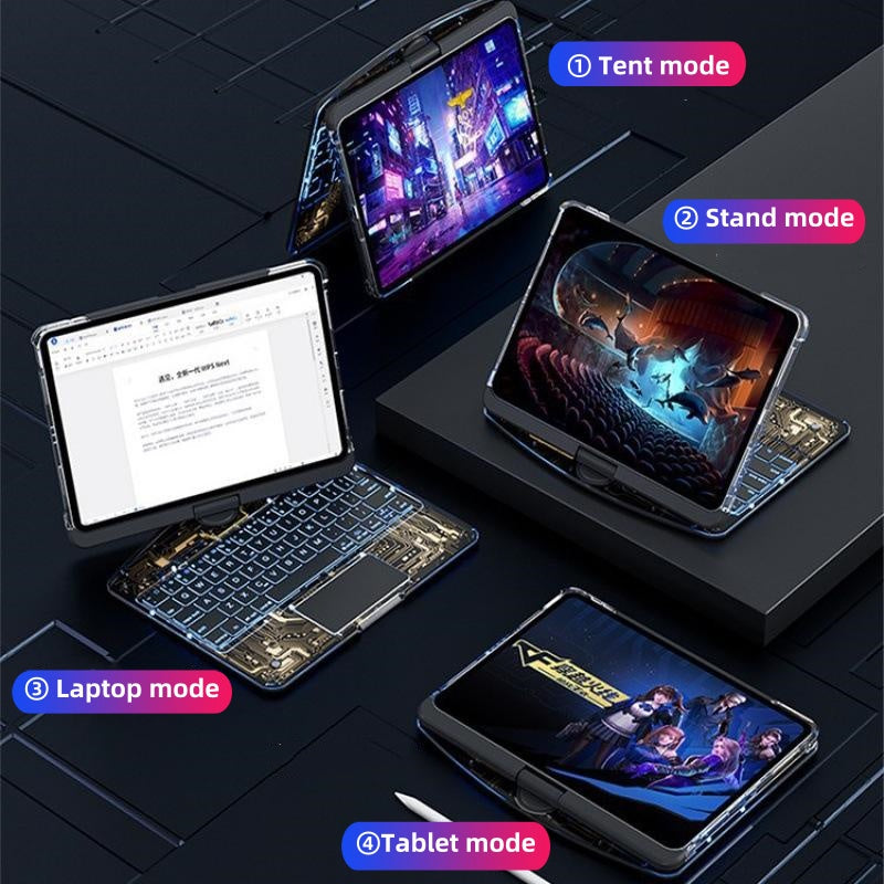 iPad Keyboard Tablet Case Suitable For iPad Pro 13inch 2024 / Air6 / iPad Pro 11/ iPad 7/8/9、ipad Air 13-Inch 2025 All In One Trackpad Magic Keyboard 360° Rotation Tablet Cover