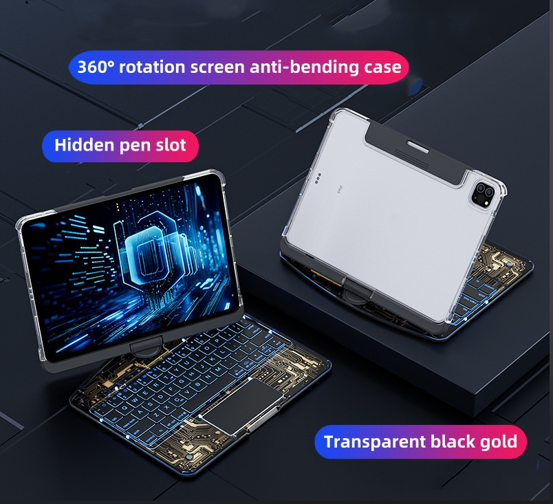 iPad Keyboard Tablet Case Suitable For iPad Pro 13inch 2024 / Air6 / iPad Pro 11/ iPad 7/8/9、ipad Air 13-Inch 2025 All In One Trackpad Magic Keyboard 360° Rotation Tablet Cover